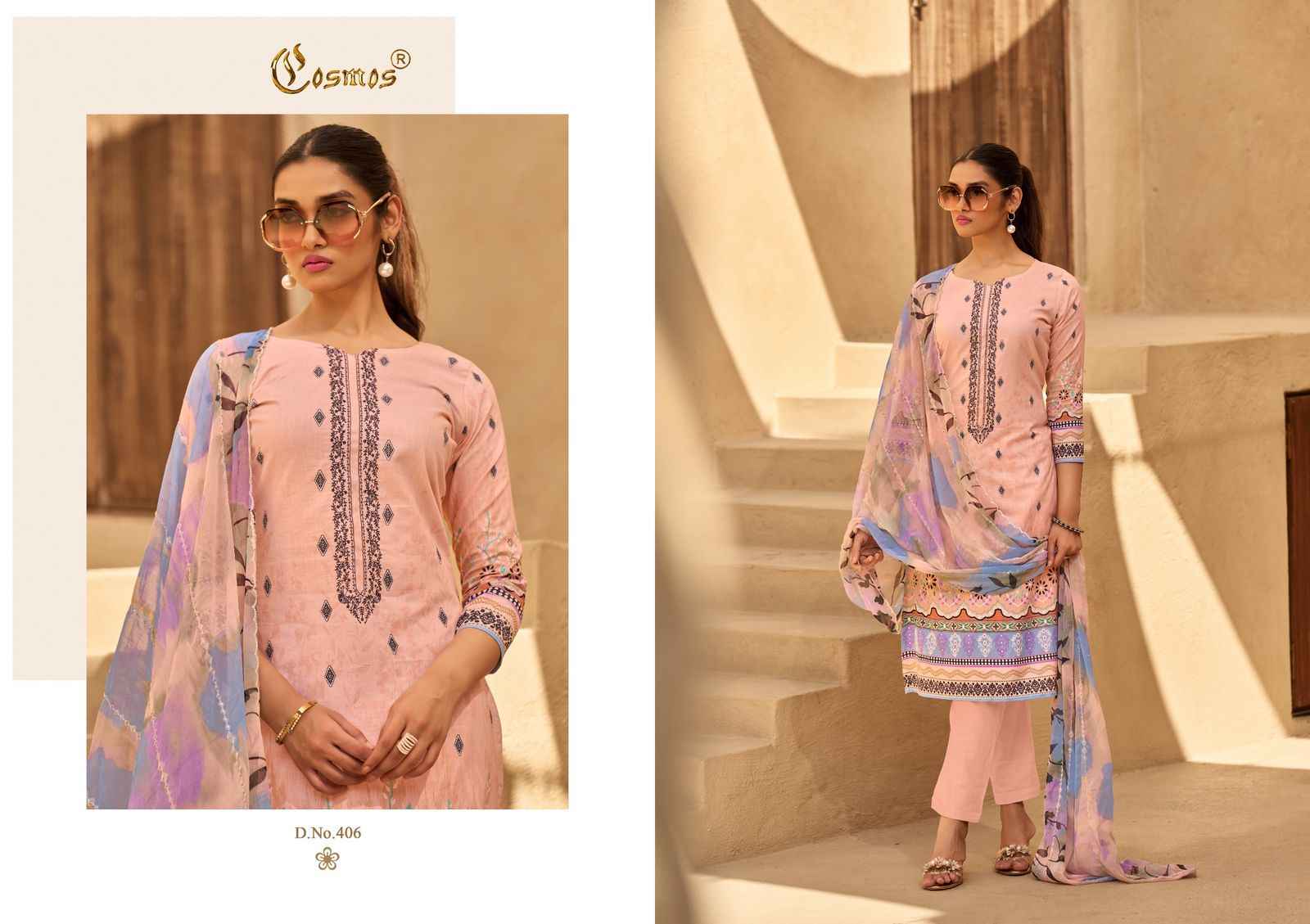 COSMOS ELAF LAWN VOL-1 LAWN COTTON WITH SELF EMBROIDERY DRESS MATERIAL AT WHOLESALE PRICE