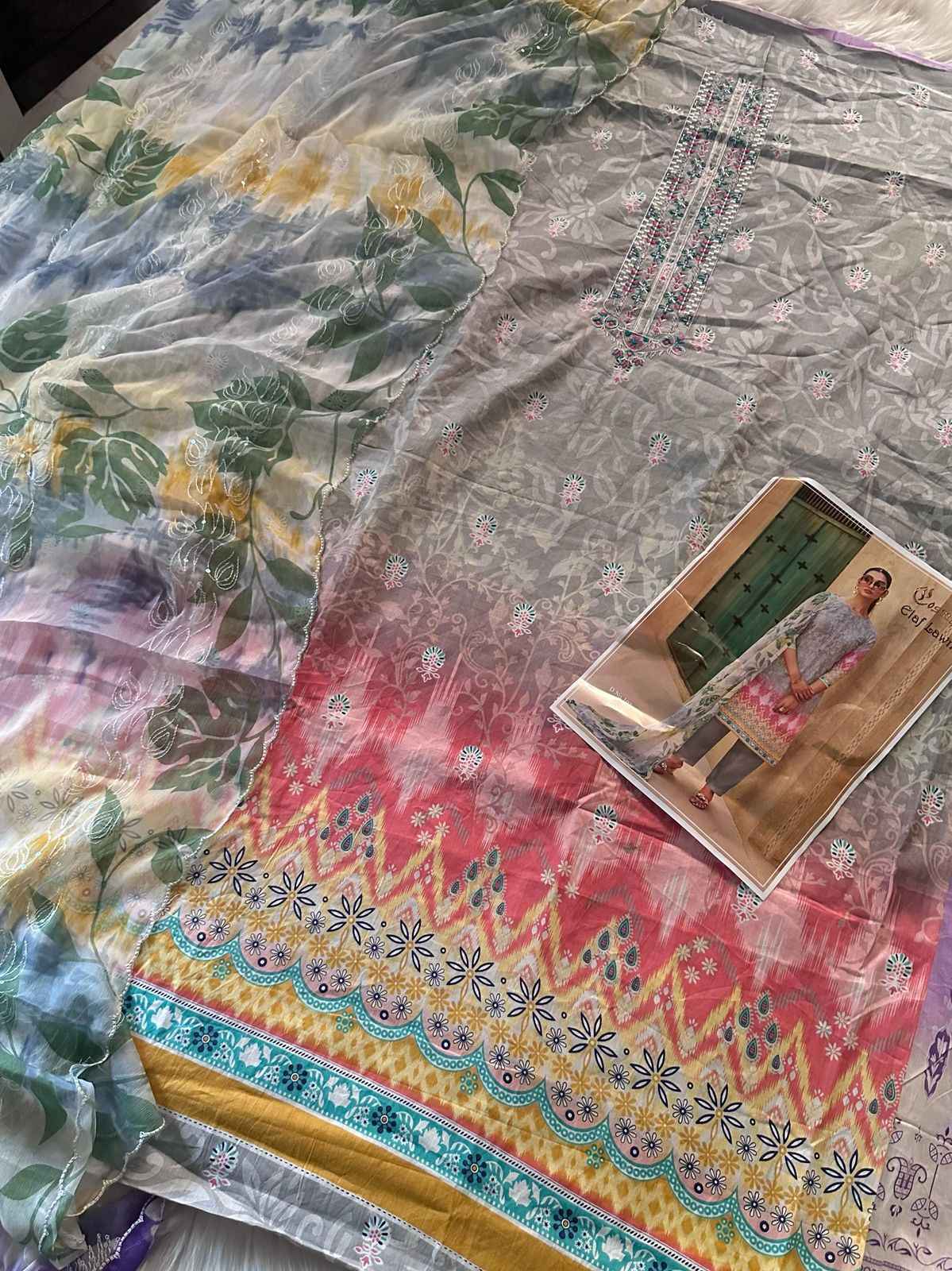 COSMOS ELAF LAWN VOL-1 LAWN COTTON WITH SELF EMBROIDERY DRESS MATERIAL AT WHOLESALE PRICE