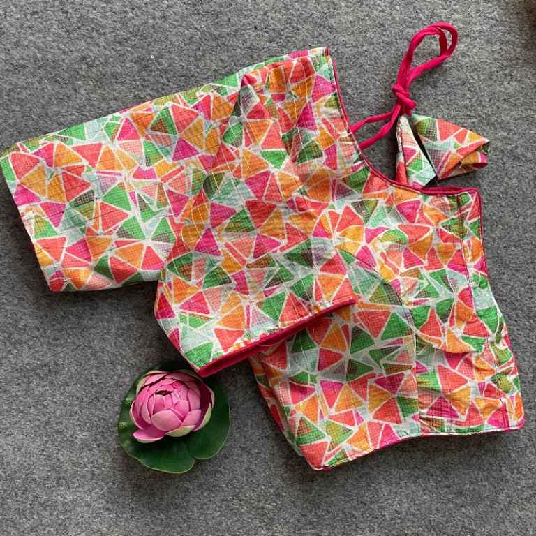 COTTON SILK DIGITAL PRINT WITH AARI WORK BLOUSE AT WHOLESALE PRICE