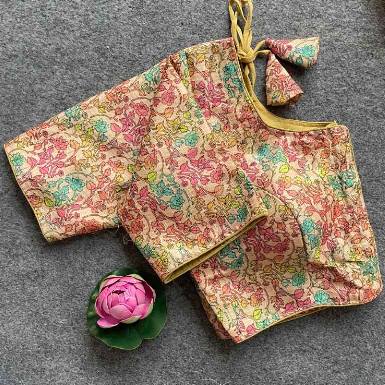 COTTON SILK DIGITAL PRINT WITH AARI WORK BLOUSE AT WHOLESALE PRICE