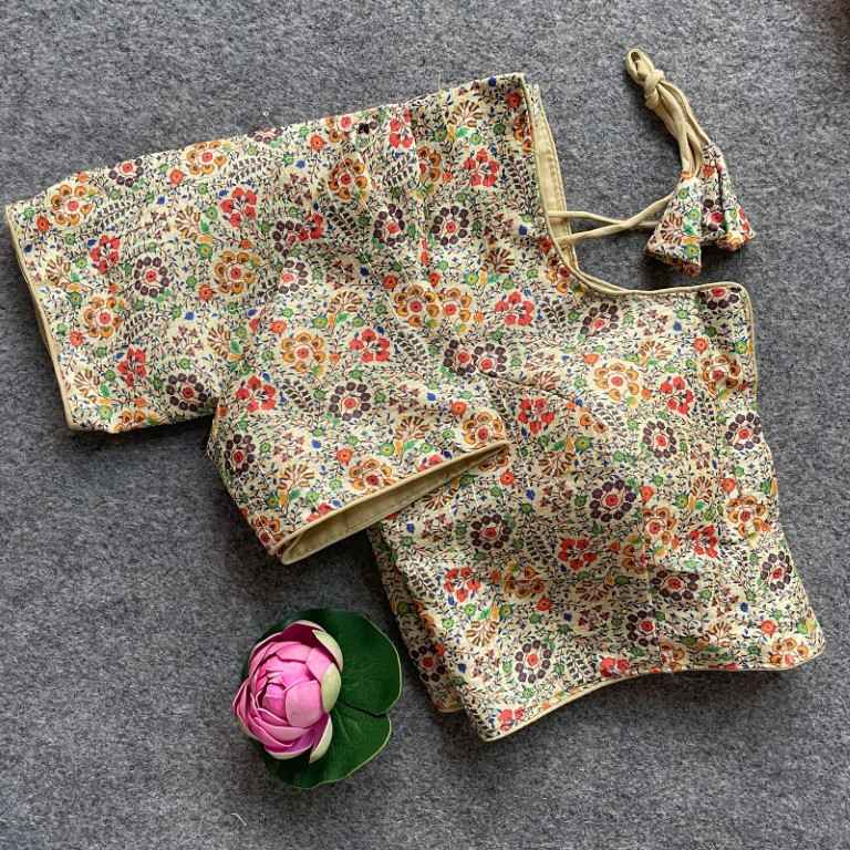 COTTON SILK DIGITAL PRINT WITH AARI WORK BLOUSE AT WHOLESALE PRICE