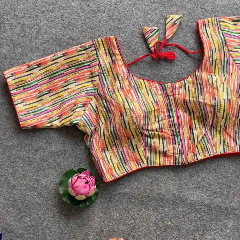 COTTON SILK DIGITAL PRINT WITH AARI WORK BLOUSE AT WHOLESALE PRICE