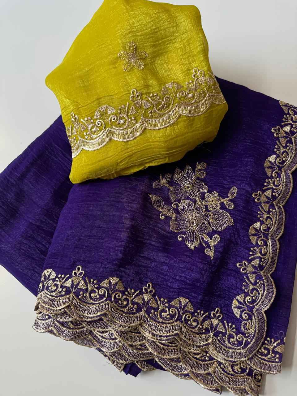 CRUNCHY DESIGNER MULTI EMBROIDERY C-PALLU SAREE AT WHOLESALE PRICE