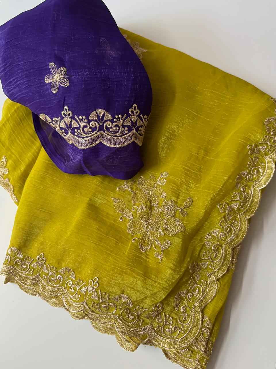 CRUNCHY DESIGNER MULTI EMBROIDERY C-PALLU SAREE AT WHOLESALE PRICE