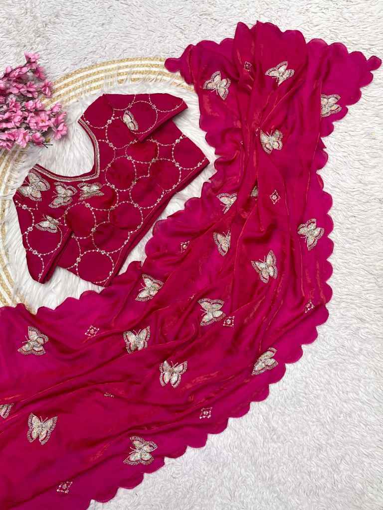 FANDY SATTIN KHATLI WORK AND BRITS WORK SAREE WITH STICH BLOUSE AT WHOLESALE PRICE