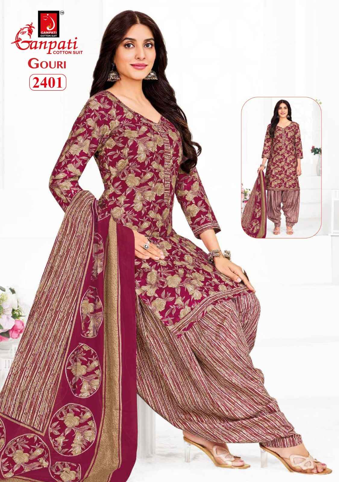 GANPATI GOURI VOL-10 HEAVY COTTON PRINTED DRESS MATERIAL AT WHOLESALE PRICE
