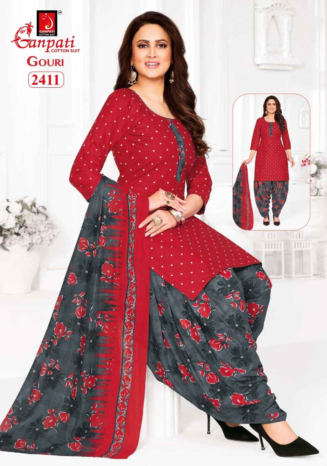 GANPATI GOURI VOL-10 HEAVY COTTON PRINTED DRESS MATERIAL AT WHOLESALE PRICE