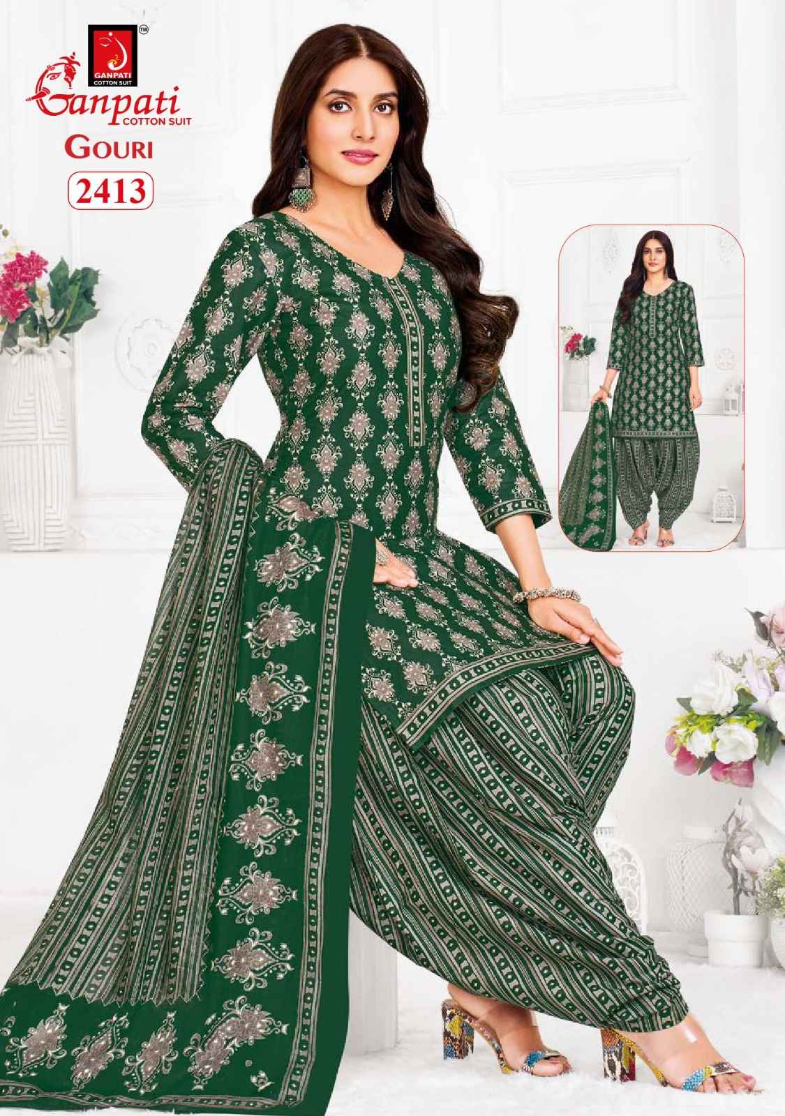 GANPATI GOURI VOL-10 HEAVY COTTON PRINTED DRESS MATERIAL AT WHOLESALE PRICE