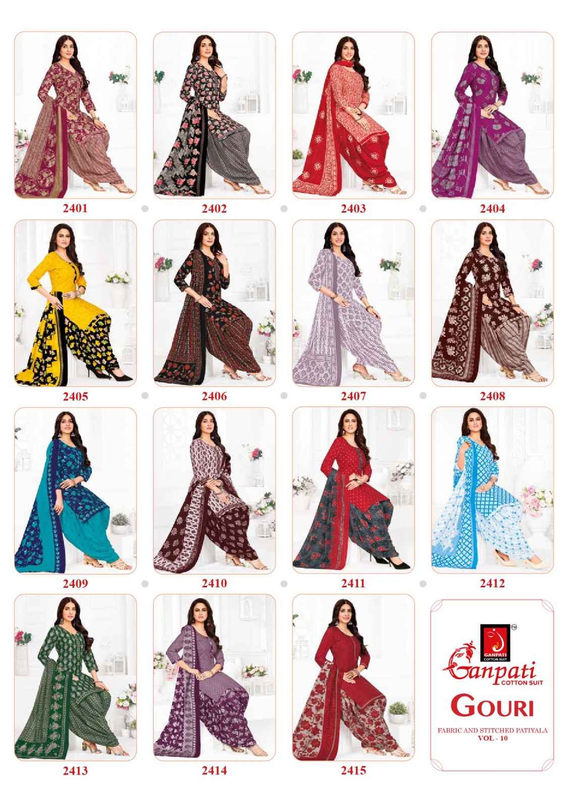 GANPATI GOURI VOL-10 HEAVY COTTON PRINTED DRESS MATERIAL AT WHOLESALE PRICE