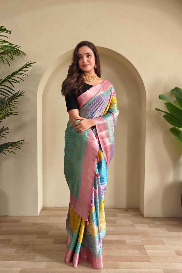 GEORGETTE SILVER ZARI BUTTI WEAVING DESIGN SAREE AT WHOLESALE PRICE