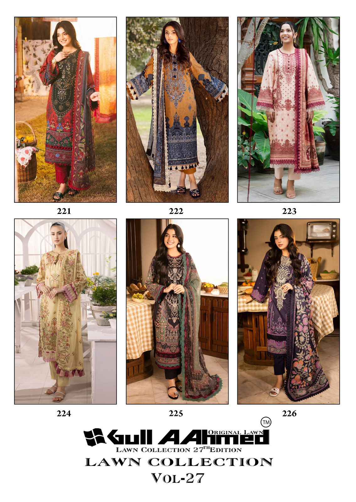 GULL AAHMED LAWN VOL-27 PURE LAWN COTTON DRESS MATERIAL AT WHOLESALE PRICE