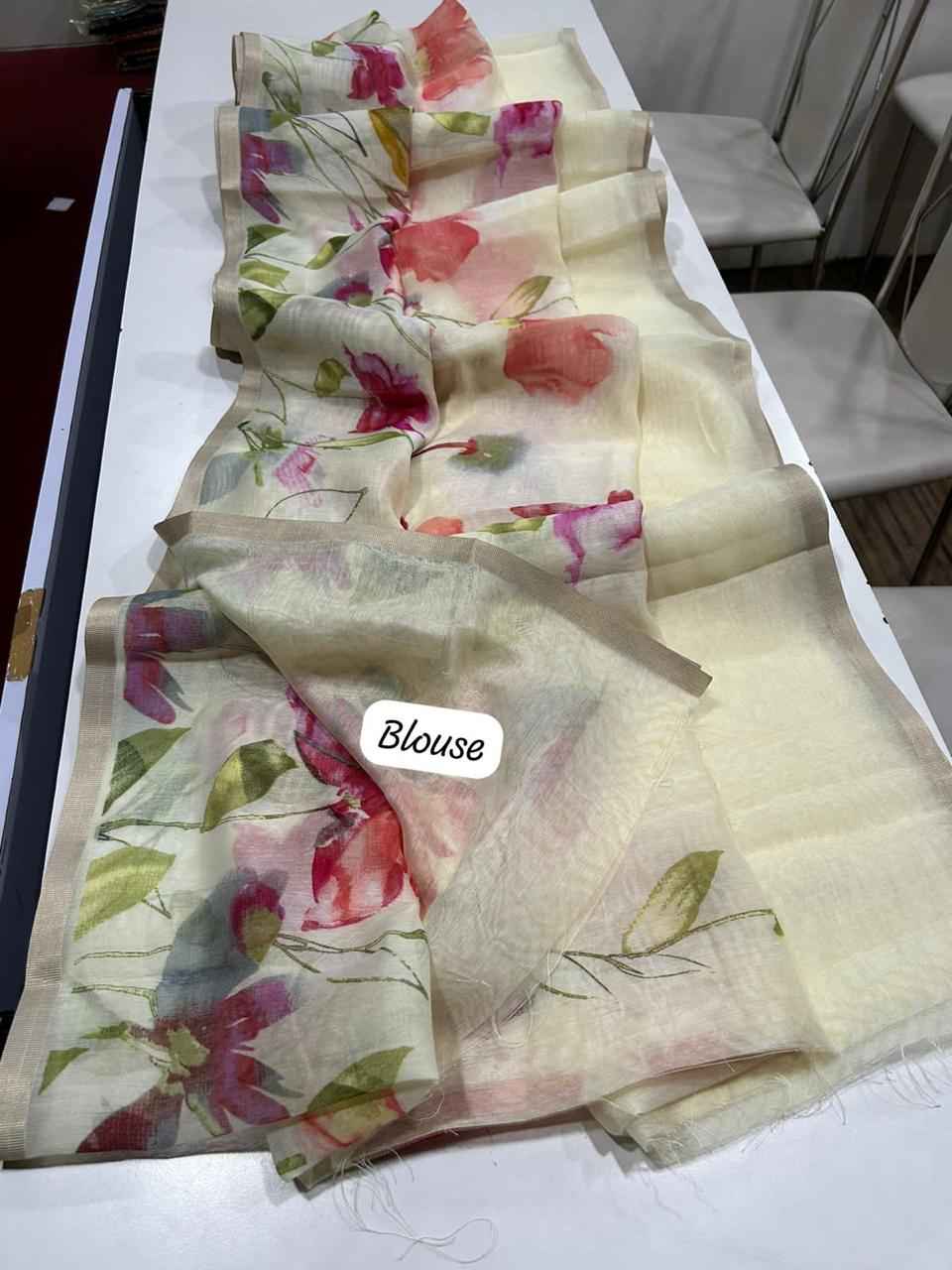 HANDLOOM LINEN FLORAL DIGITAL SELF PRINT SAREE AT WHOLESALE PRICE