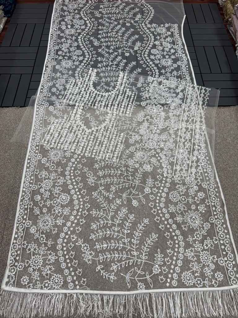 HEAVY BUTTERFLY NET SEQUINS EMBROIDERY WORK SAREE AT WHOLESALE PRICE