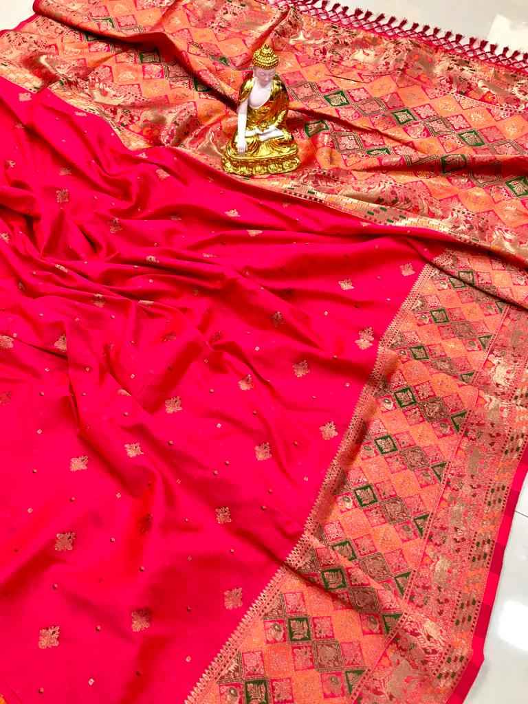 HEAVY SOFT BANARASI MINAKARI WEAVING LICHI SILK SAREE AT WHOLESALE PRICE