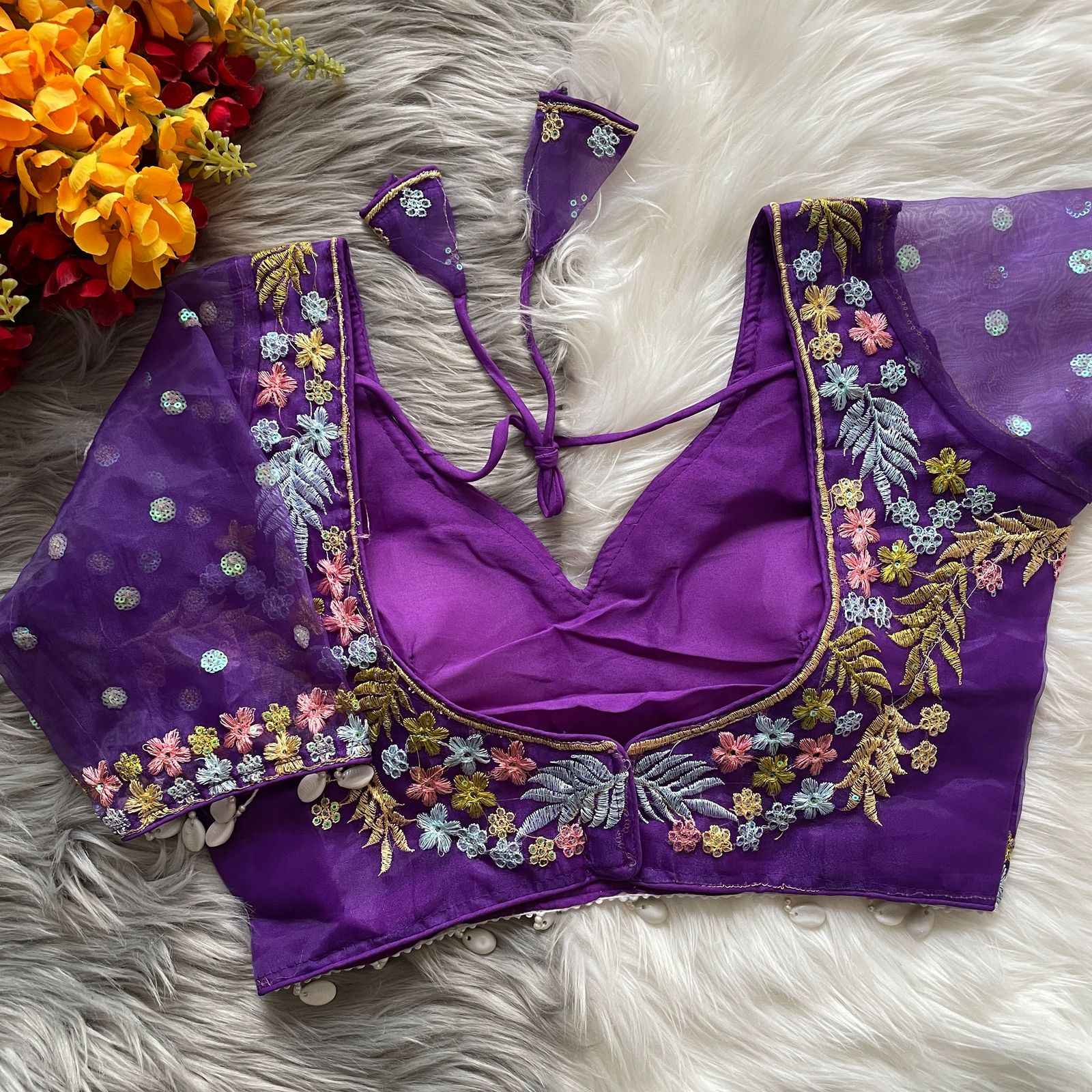 HEAVY SOFT ORENGA SILK EMBROIDERY WORK BLOUSE AT WHOLESALE PRICE