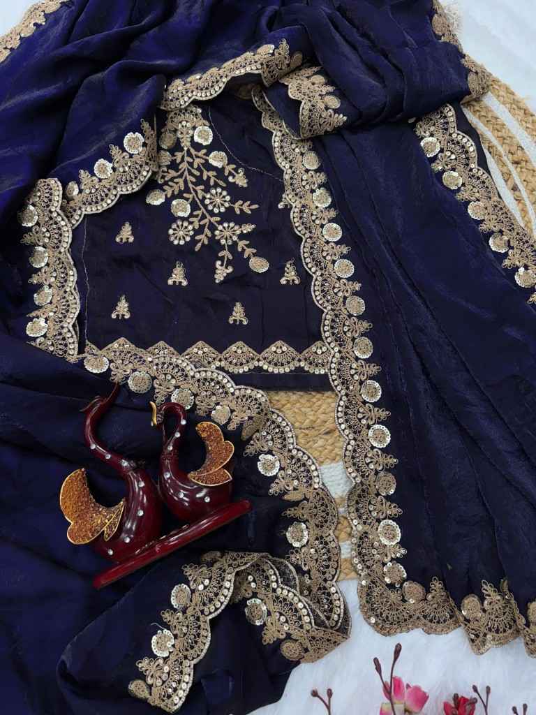 HEAVY SPACE SILK DUAL SEQUINS WITH CORDING EMBROIDERY SAREE AT WHOLESALE PRICE