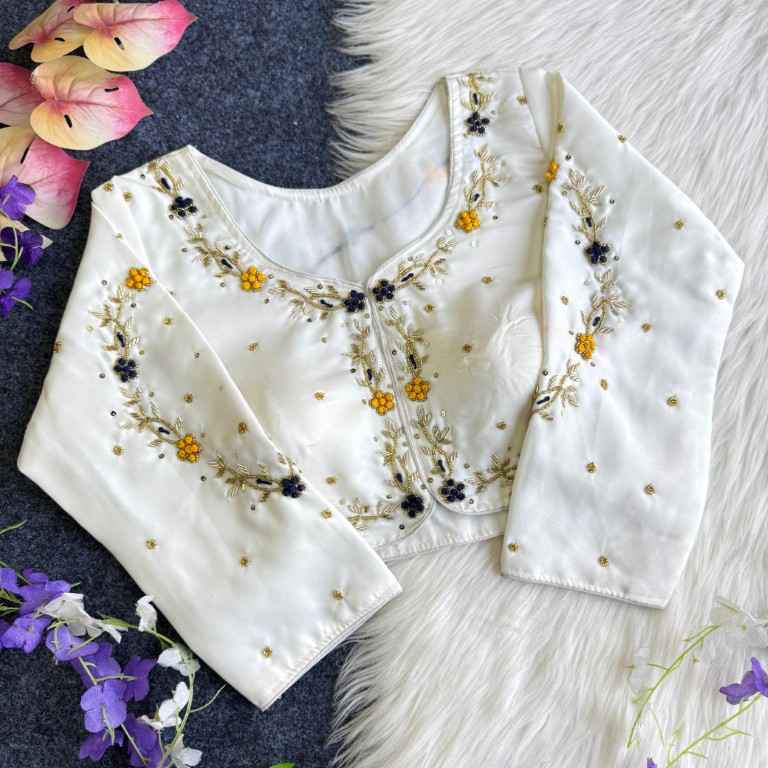 HONEY SILK THREAD AND SEQUENCE HAND WORK BLOUSE AT WHOLESALE PRICE