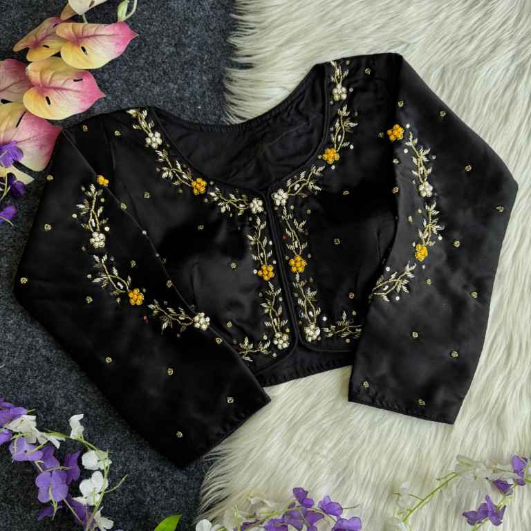 HONEY SILK THREAD AND SEQUENCE HAND WORK BLOUSE AT WHOLESALE PRICE
