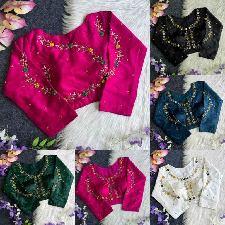 HONEY SILK THREAD AND SEQUENCE HAND WORK BLOUSE AT WHOLESALE PRICE