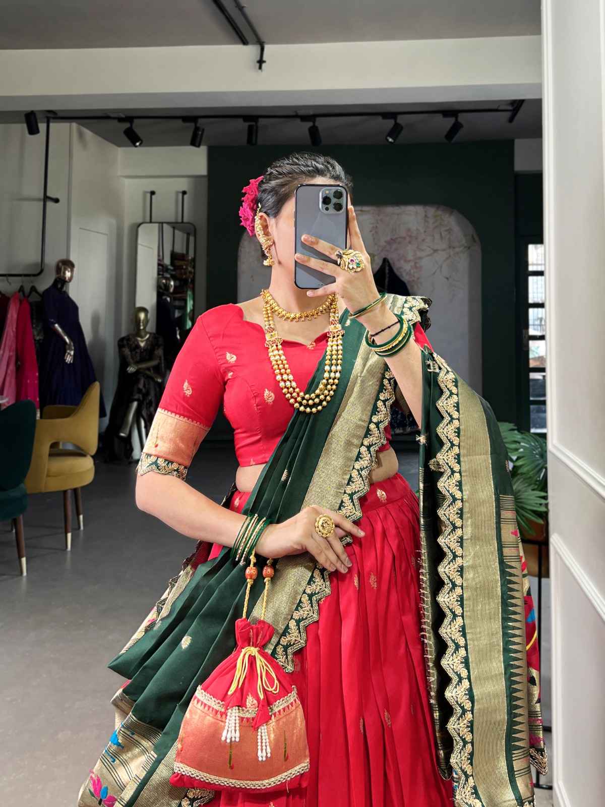 JACQUARD SILK ZARI WEAVING THREAD EMBROIDERY PAITHANI LEHENGA CHOLI AT WHOLESALE PRICE