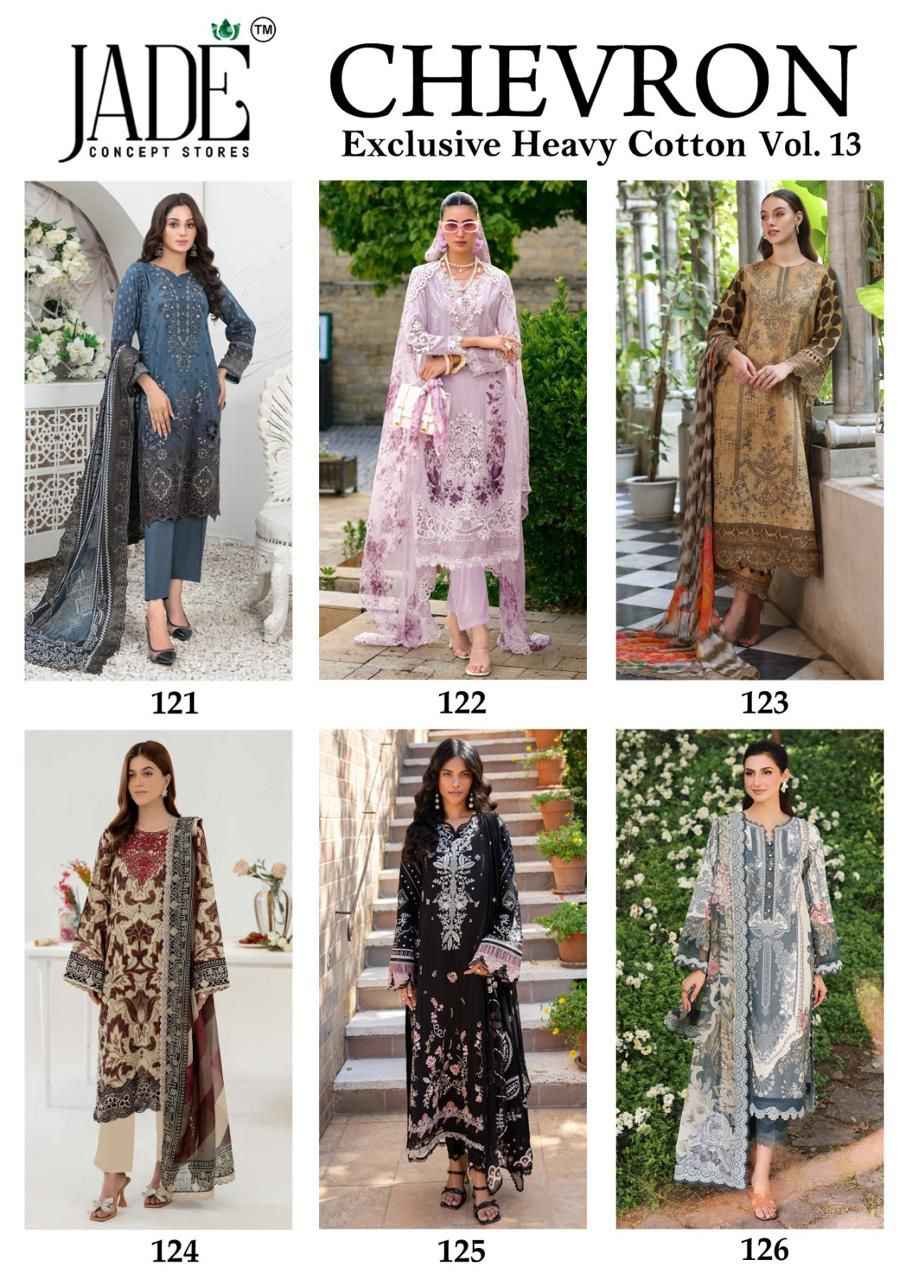 JADE CHEVRON VOL-13 EXCLUSIVE HEAVY COTTON DRESS MATERIAL AT WHOLESALE PRICE