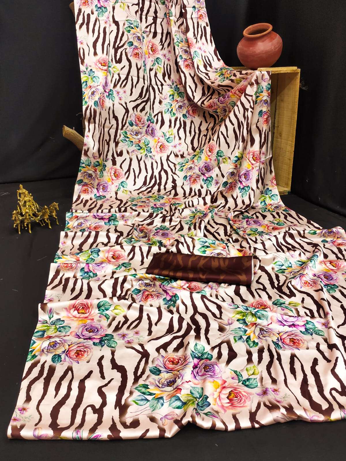JAPAN SATIN  DIGITAL PRINTED YELLOW COLOR SAREE AT WHOLESALE PRICE