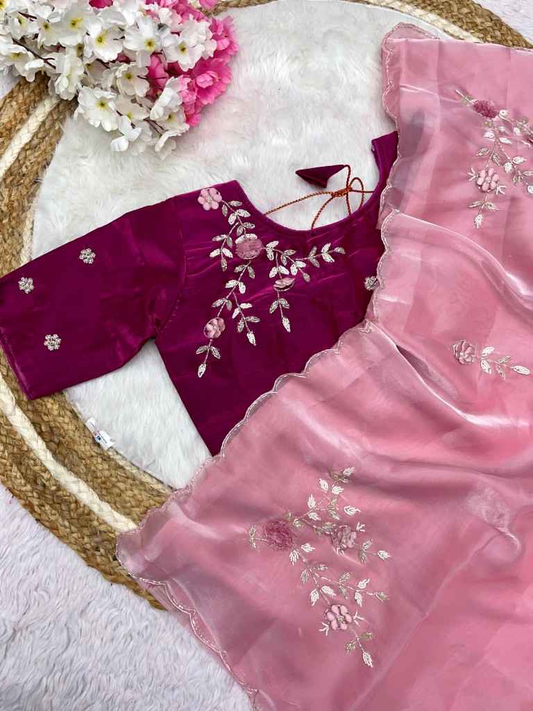 JIMMY CHOO SATTIN KHATLI CUT DANA HANDWORK SAREE AT WHOLESALE PRICE