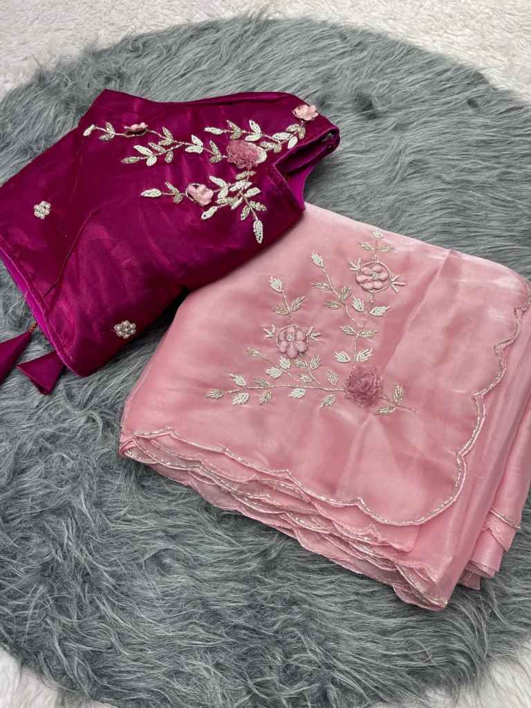 JIMMY CHOO SATTIN KHATLI CUT DANA HANDWORK SAREE AT WHOLESALE PRICE