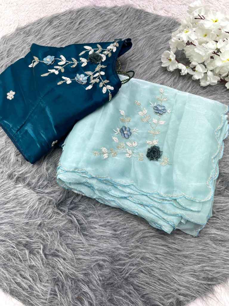 JIMMY CHOO SATTIN KHATLI CUT DANA HANDWORK SAREE AT WHOLESALE PRICE