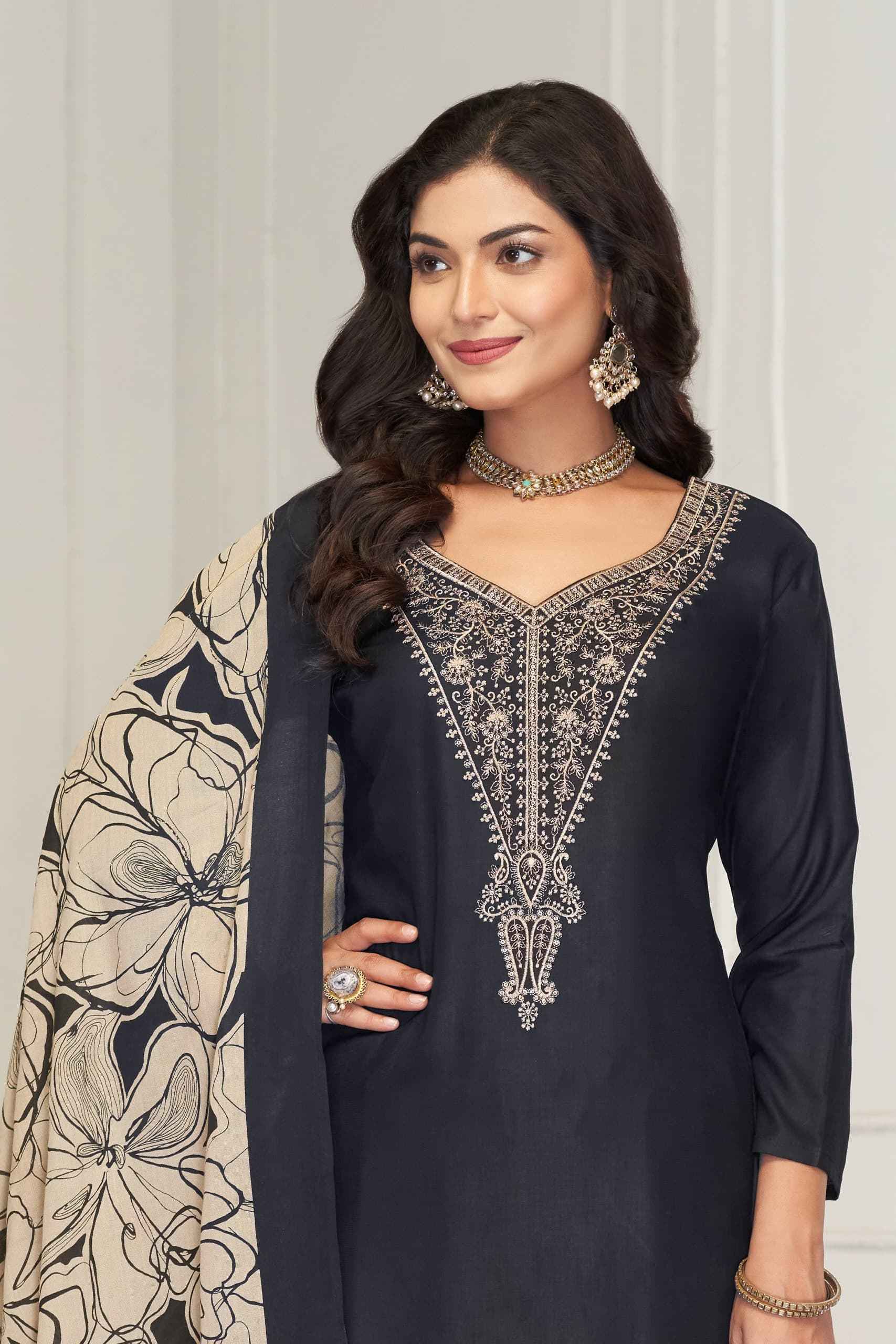 JT ALLEVER 11 RAYON WITH SEQUENCE EMBROIDERY WORK DRESS MATERIAL AT WHOLESALE PRICE