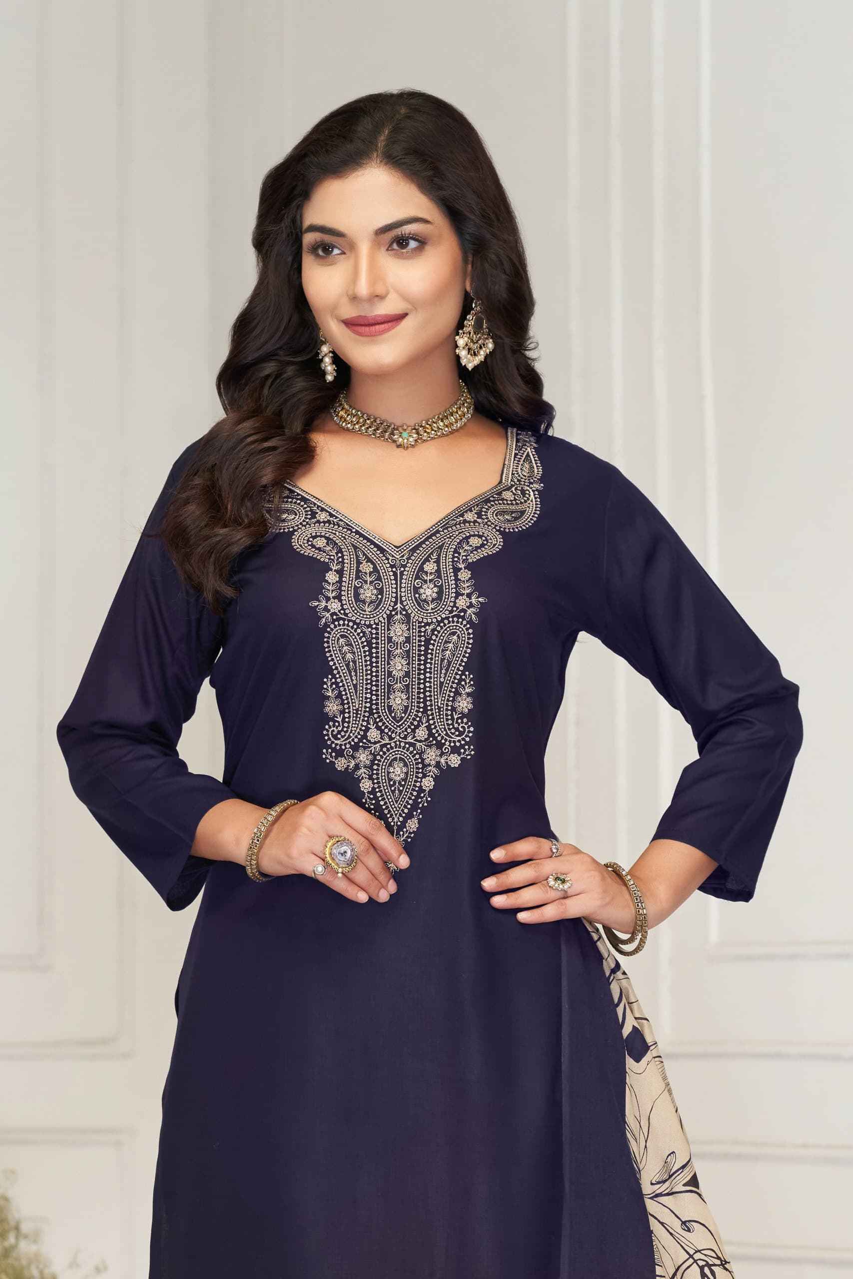 JT ALLEVER 11 RAYON WITH SEQUENCE EMBROIDERY WORK DRESS MATERIAL AT WHOLESALE PRICE
