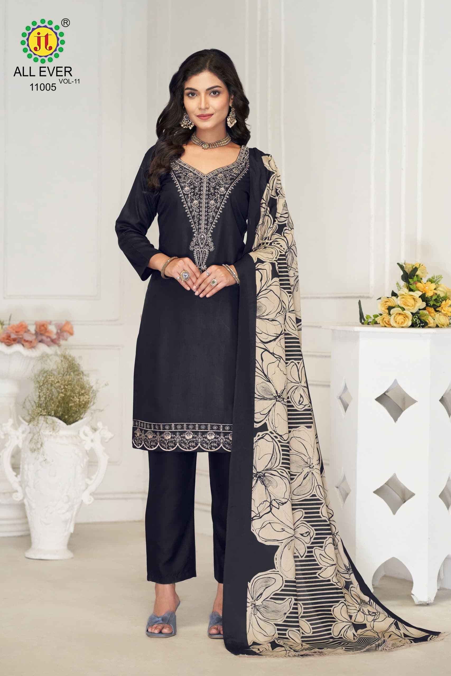 JT ALLEVER 11 RAYON WITH SEQUENCE EMBROIDERY WORK DRESS MATERIAL AT WHOLESALE PRICE