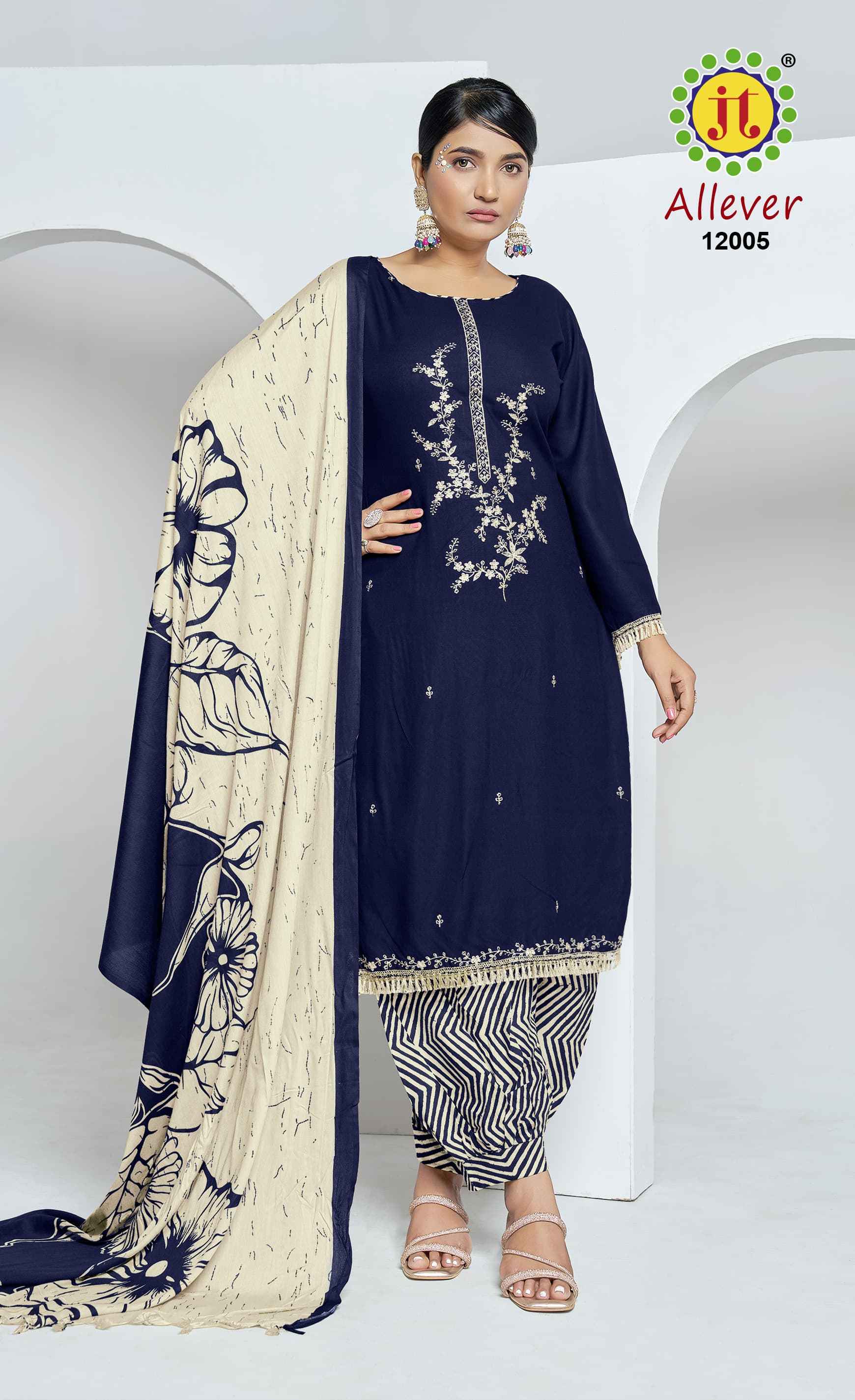 JT ALLEVER 12 RAYON WITH SEQUENCE EMBROIDERY WORK DRESS MATERIAL AT WHOLESALE PRICE