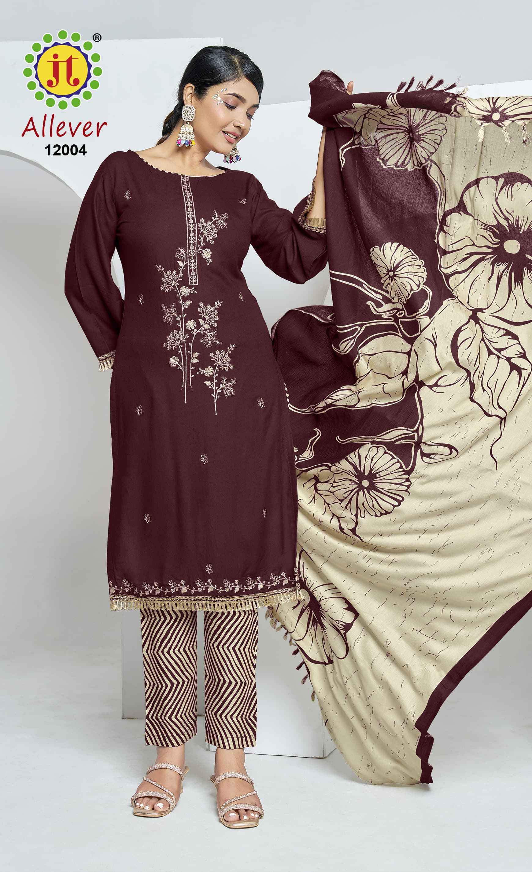 JT ALLEVER 12 RAYON WITH SEQUENCE EMBROIDERY WORK DRESS MATERIAL AT WHOLESALE PRICE