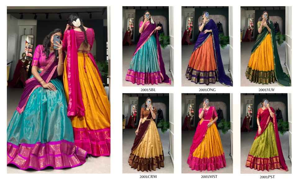 KANCHIPURAM ZARI WEAVING WORK LEHENGA CHOLI AT WHOLESALE PRICE