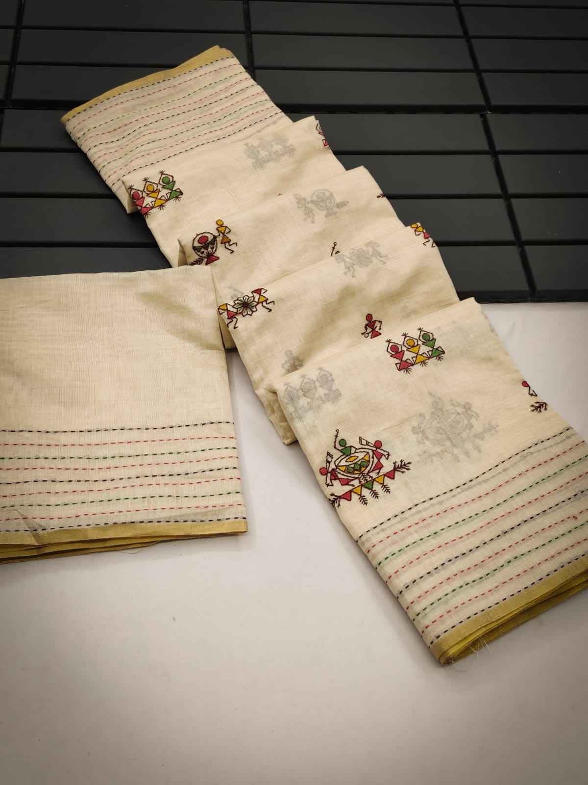 KHADI TUSSAR SILK TRADITIONAL MULTI COLOR THREAD WORK SAREE AT WHOLESALE PRICE