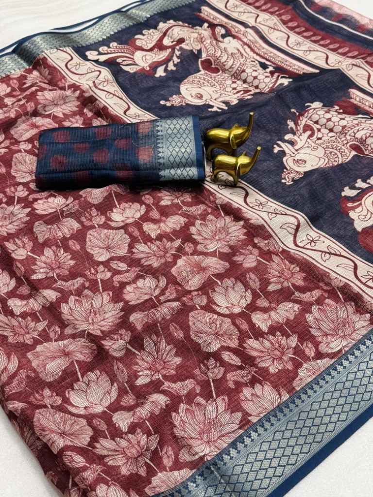 KOTA BLEND KALMKARI DESIGN DIGITAL PRINT SAREE AT WHOLESALE PRICE