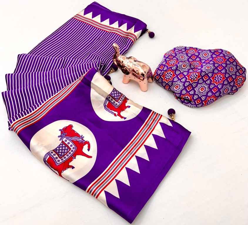 KUTCHI AJARKH PRINT GAJI WITH LEHARIYA PRINTED SAREE AT WHOLESALE PRICE