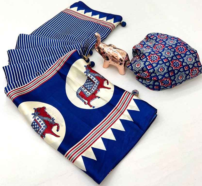 KUTCHI AJARKH PRINT GAJI WITH LEHARIYA PRINTED SAREE AT WHOLESALE PRICE