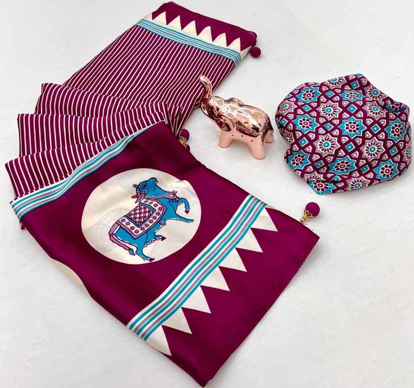 KUTCHI AJARKH PRINT GAJI WITH LEHARIYA PRINTED SAREE AT WHOLESALE PRICE