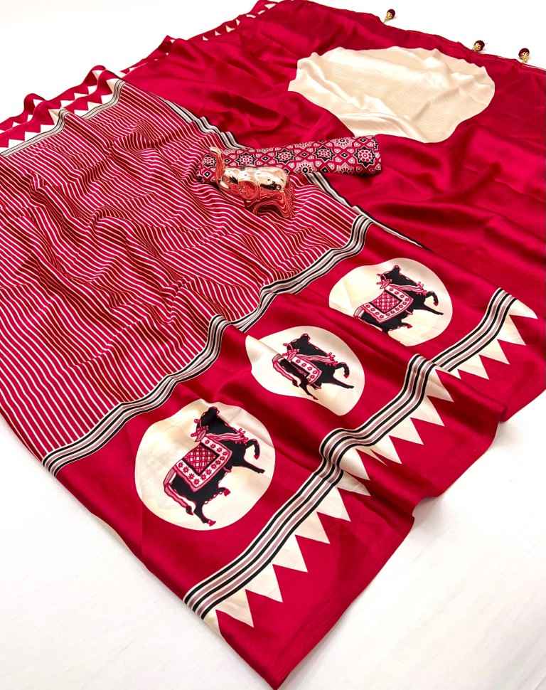 KUTCHI AJARKH PRINT GAJI WITH LEHARIYA PRINTED SAREE AT WHOLESALE PRICE
