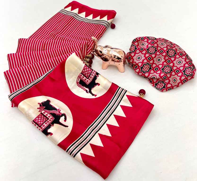 KUTCHI AJARKH PRINT GAJI WITH LEHARIYA PRINTED SAREE AT WHOLESALE PRICE