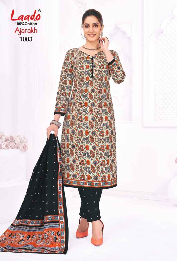 LAADO AJARAKH VOL-01 PURE HEAVY COTTON PRINTED DRESS MATERIAL AT WHOLESALE PRICE