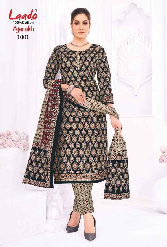 LAADO AJARAKH VOL-01 PURE HEAVY COTTON PRINTED DRESS MATERIAL AT WHOLESALE PRICE