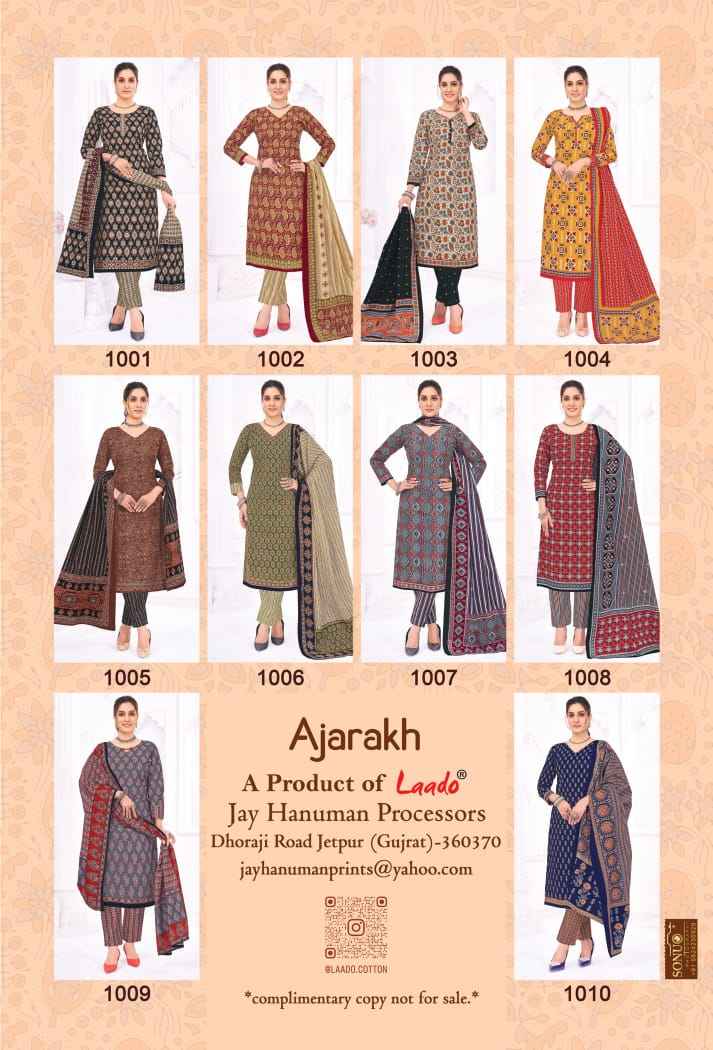 LAADO AJARAKH VOL-01 PURE HEAVY COTTON PRINTED DRESS MATERIAL AT WHOLESALE PRICE