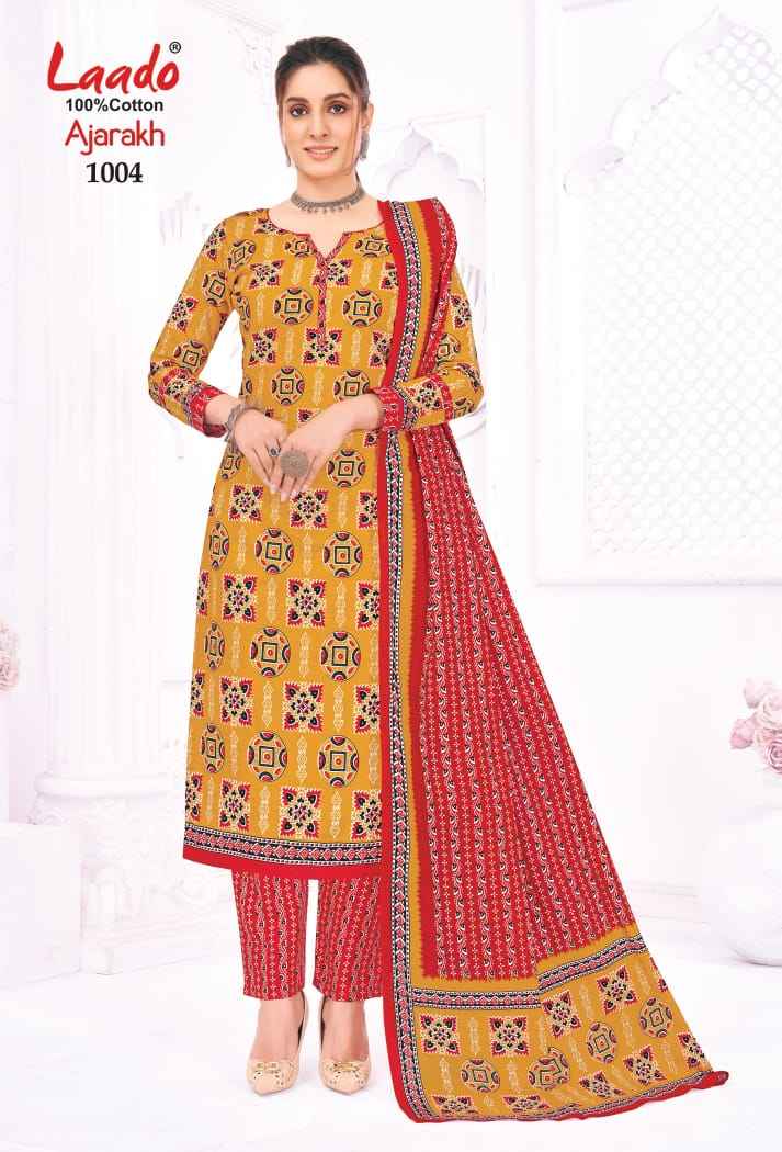 LAADO AJARAKH VOL-01 PURE HEAVY COTTON PRINTED DRESS MATERIAL AT WHOLESALE PRICE