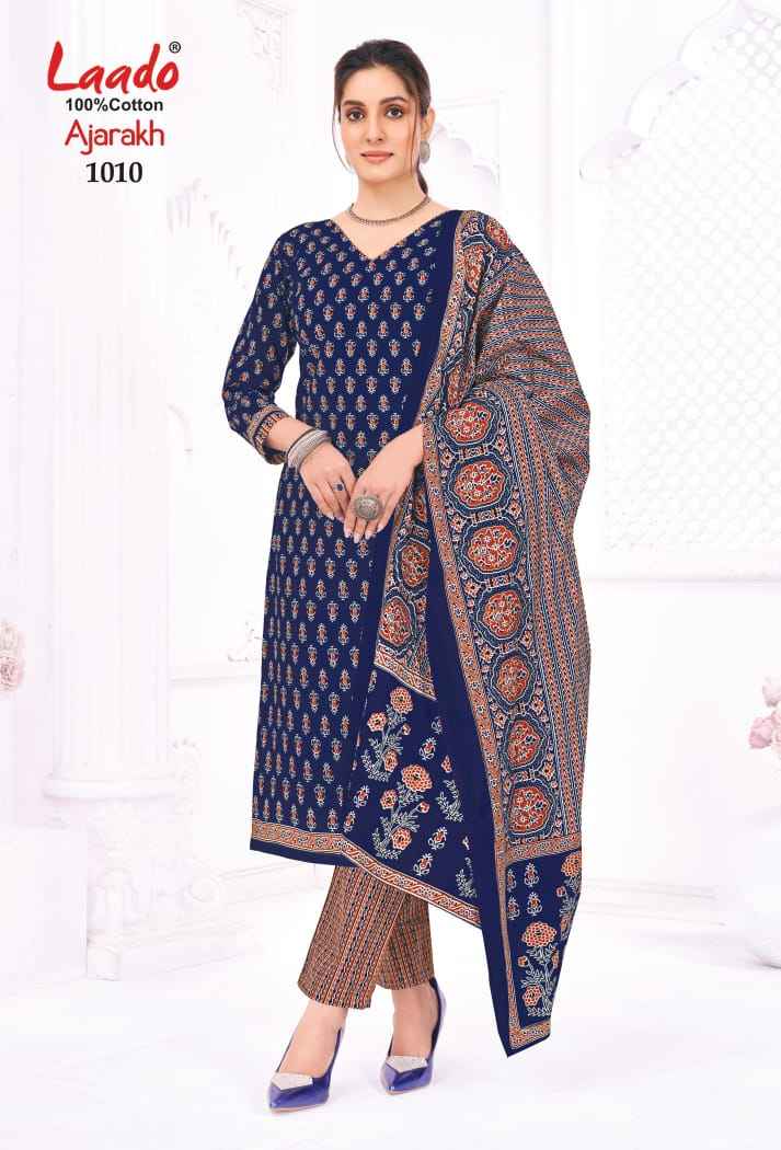 LAADO AJARAKH VOL-01 PURE HEAVY COTTON PRINTED DRESS MATERIAL AT WHOLESALE PRICE