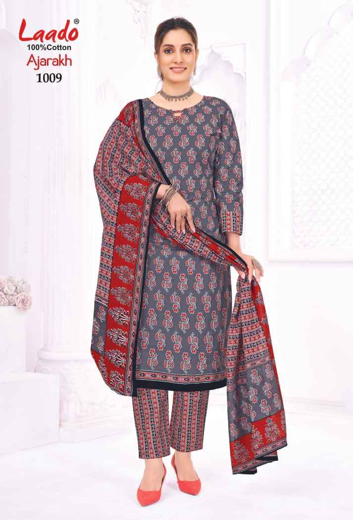 LAADO AJARAKH VOL-01 PURE HEAVY COTTON PRINTED DRESS MATERIAL AT WHOLESALE PRICE