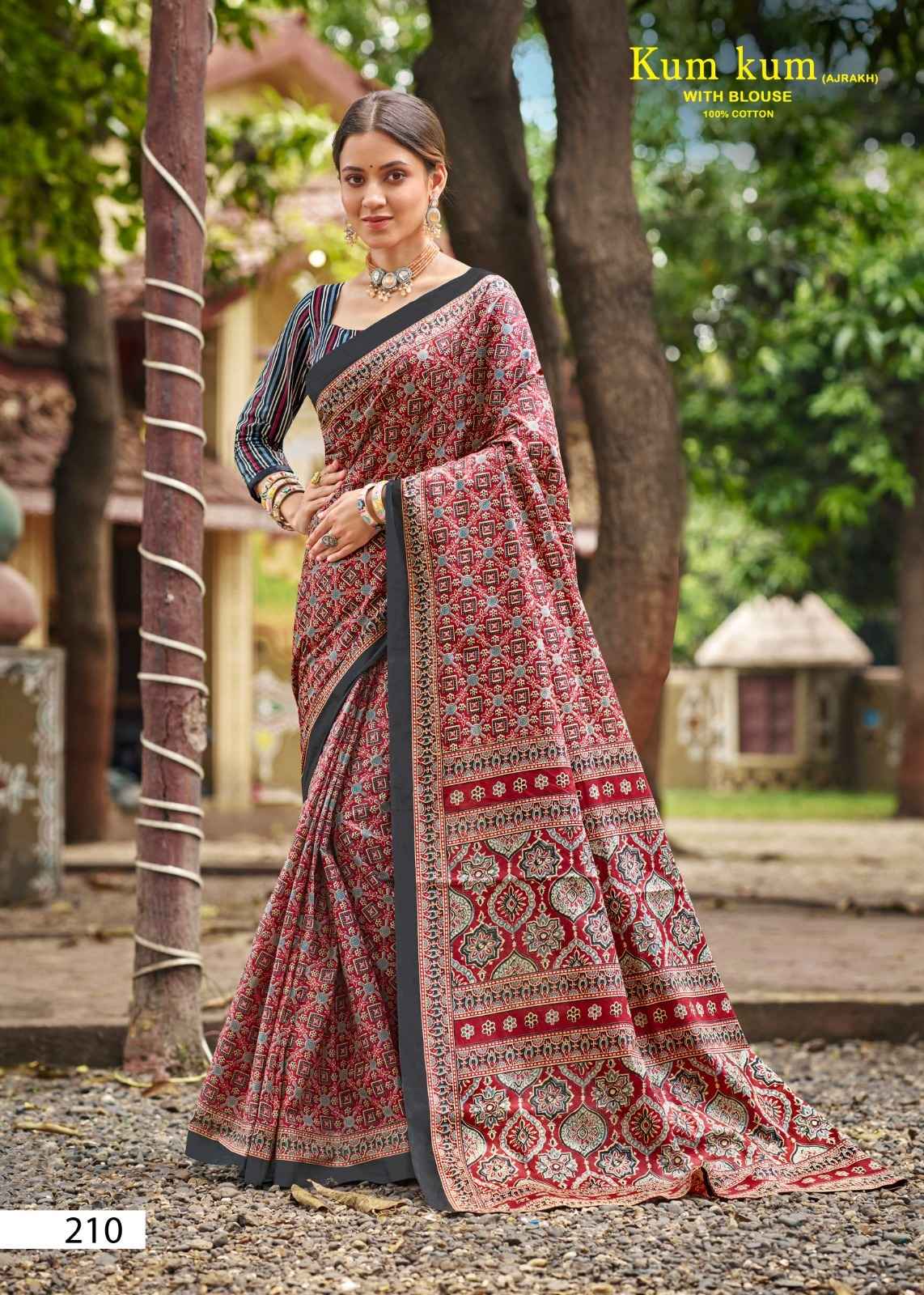 LAKHANI KUM KUM AJRAKH VOL-02 PURE COTTON PRINTED SAREE AT WHOLESALE PRICE