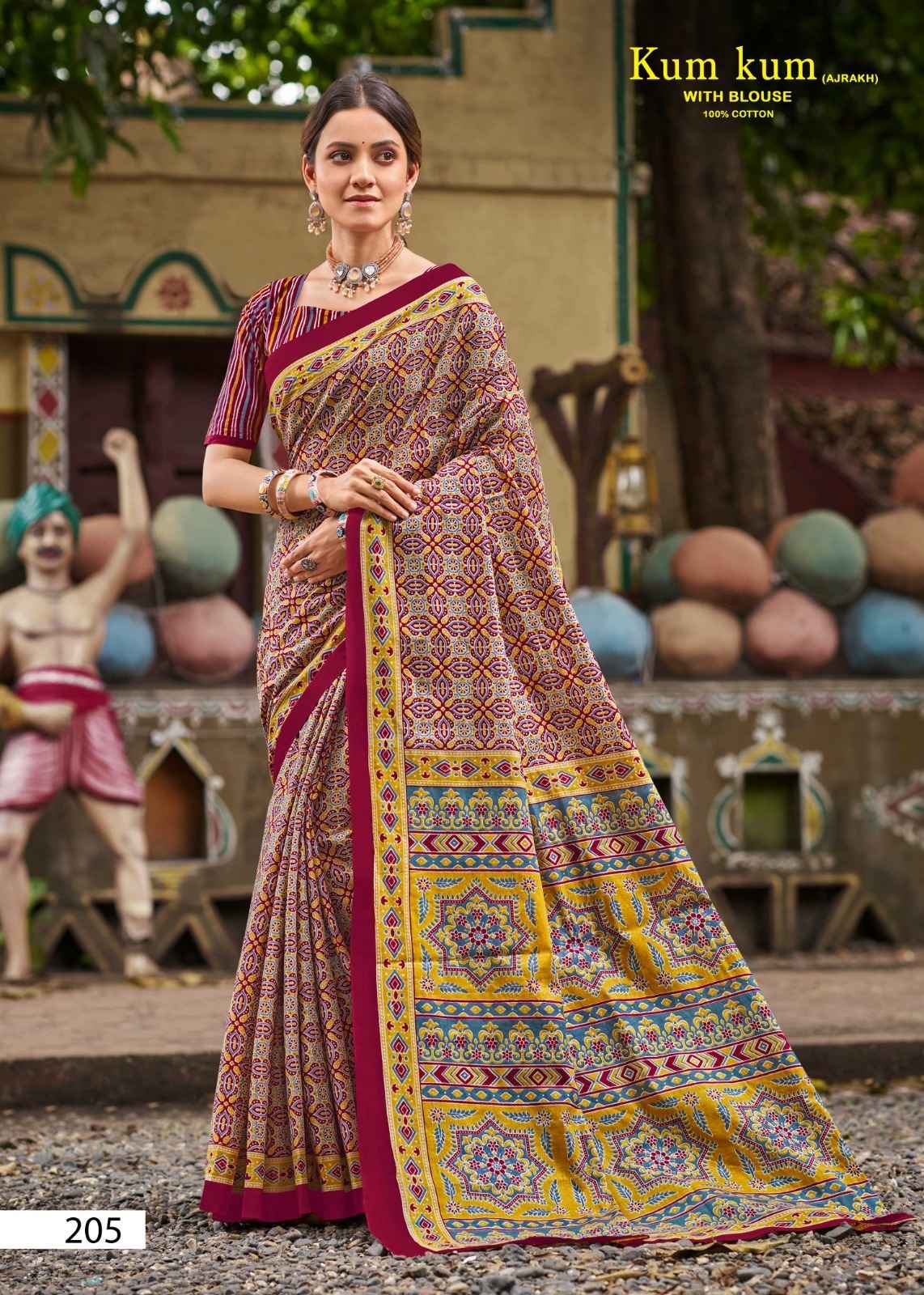 LAKHANI KUM KUM AJRAKH VOL-02 PURE COTTON PRINTED SAREE AT WHOLESALE PRICE